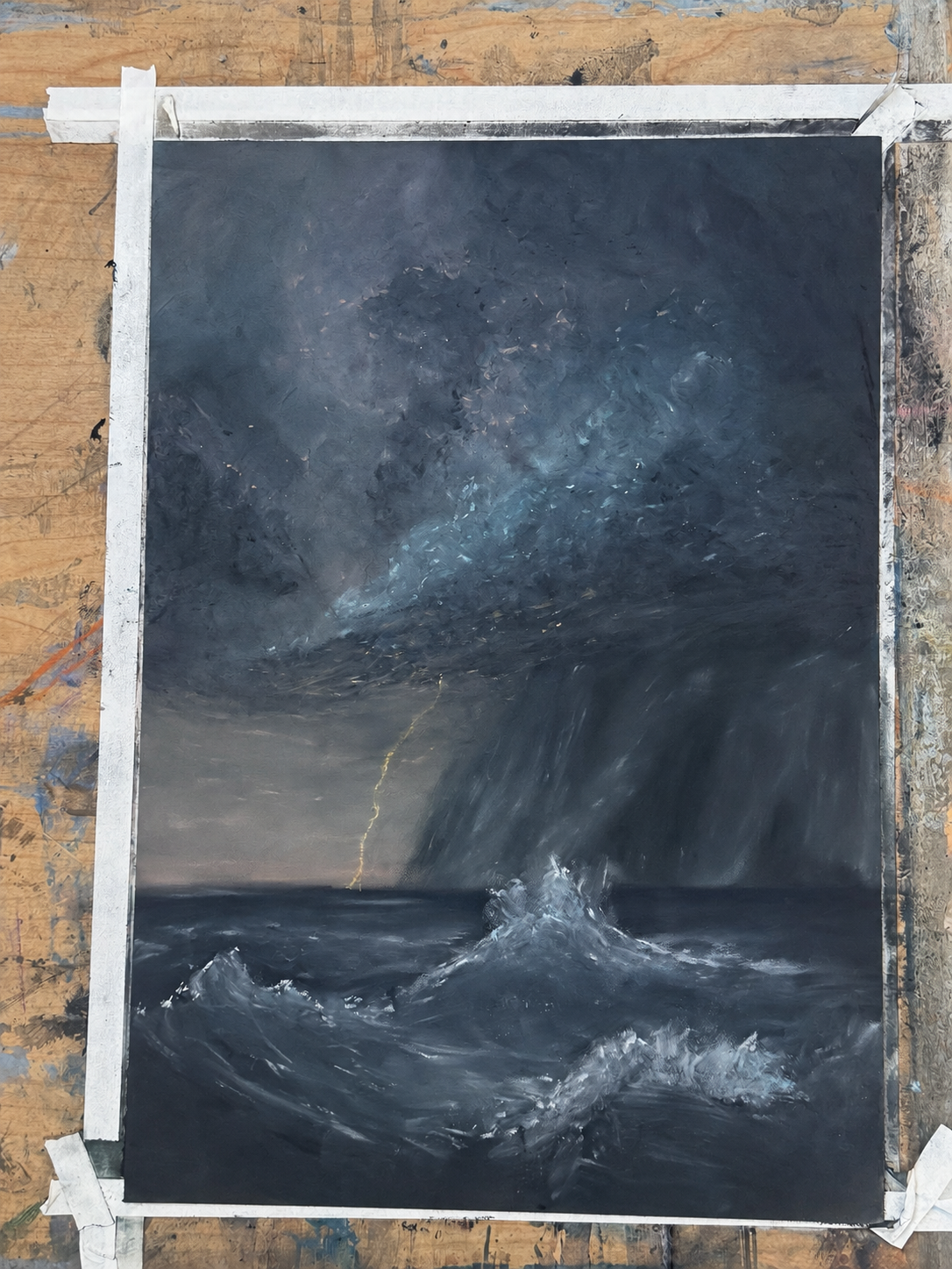 Storm at Sea | original framed soft pastel