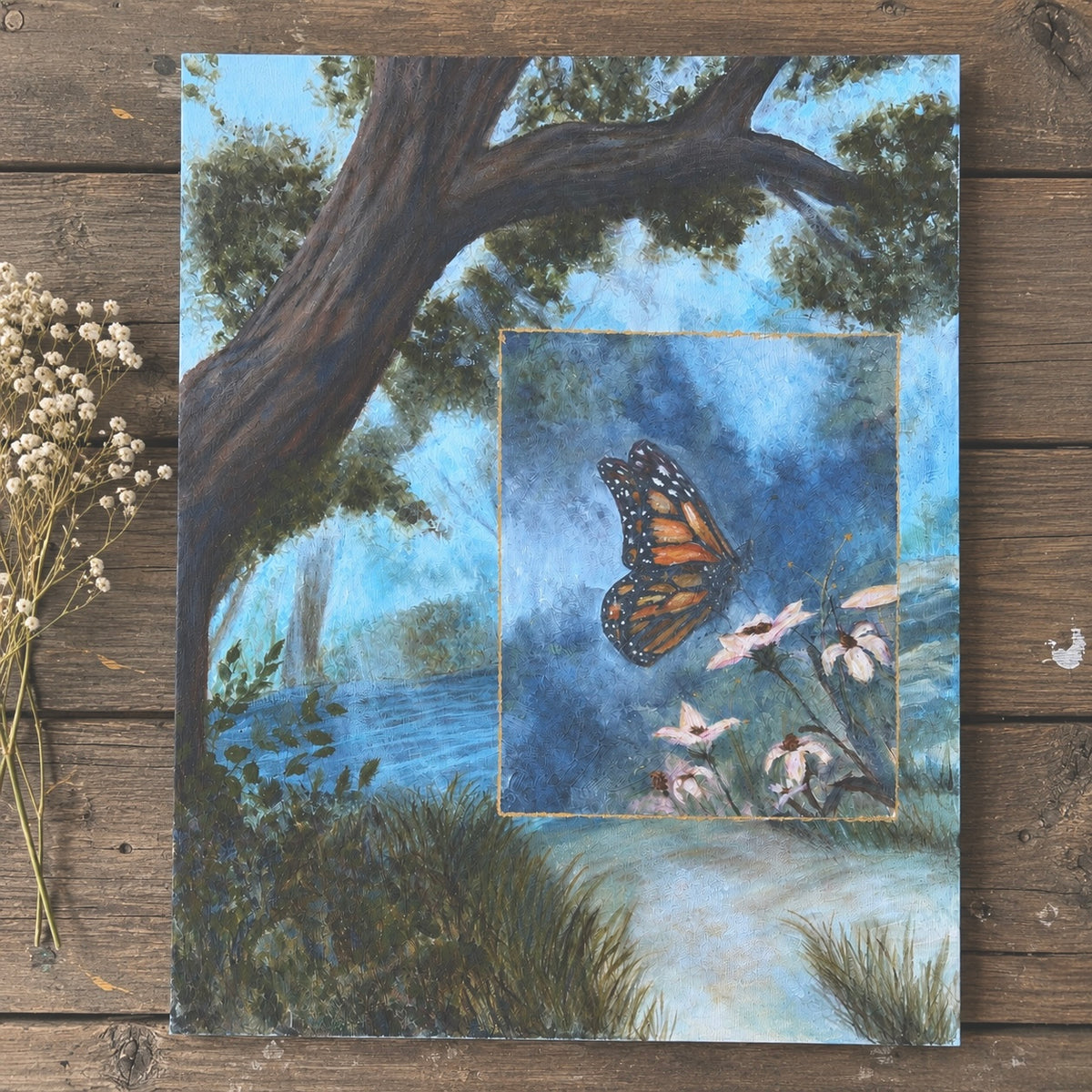 Monarch By The Water | 14x18 acrylic